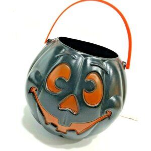 VTG Grand Venture Black Halloween Blow Mold Jack O Lantern Pumpkin Pail 1997